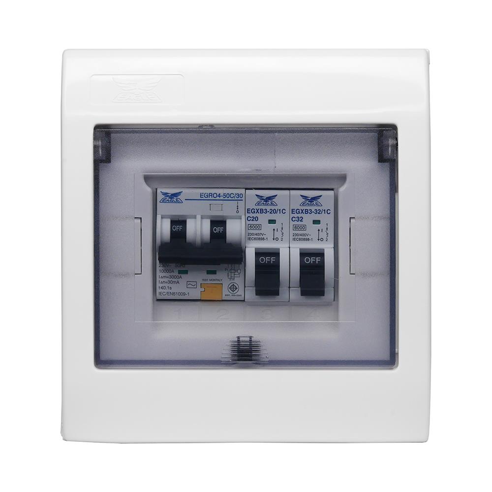 ชุดตู้คอนซูมเมอร์ยูนิต 2 ช่อง 50 แอมป์ พร้อมกันดูด RCBO EAGEL