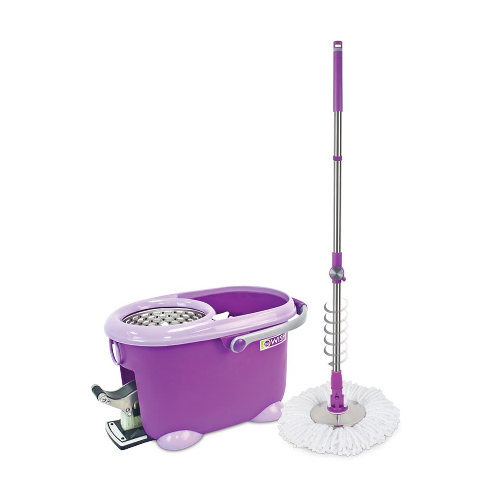 ชุดอุปกรณ์ถังปั่นพร้อมไม้ม็อบ BE WISH DOUBLE WASH BOBO MAX SERIES 2 สีม่วง