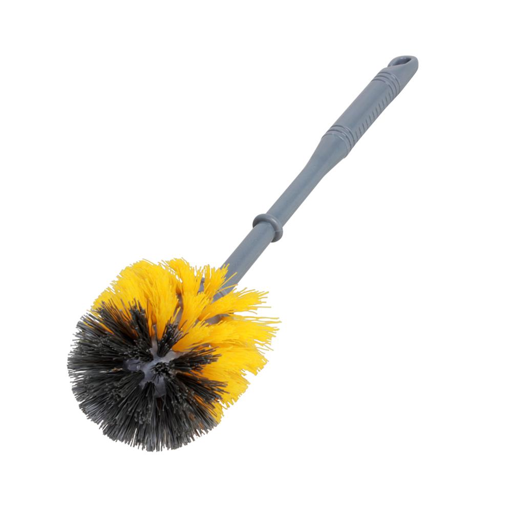 แปรงล้างสุขภัณฑ์หัวกลมพร้อมฐานวางทรงกลม BE MAN สีเหลือง/เทา