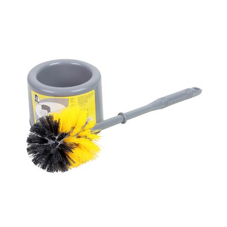 แปรงล้างสุขภัณฑ์หัวกลมพร้อมฐานวางทรงกลม BE MAN สีเหลือง/เทา_1