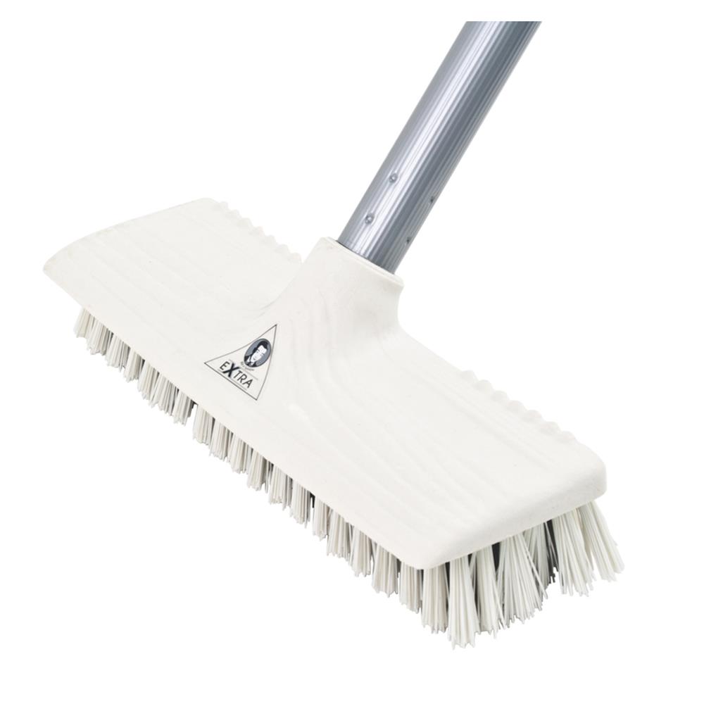 แปรงไนลอนขัดพื้นด้ามยาว BE MAN EXTRA สีเทา/ขาว