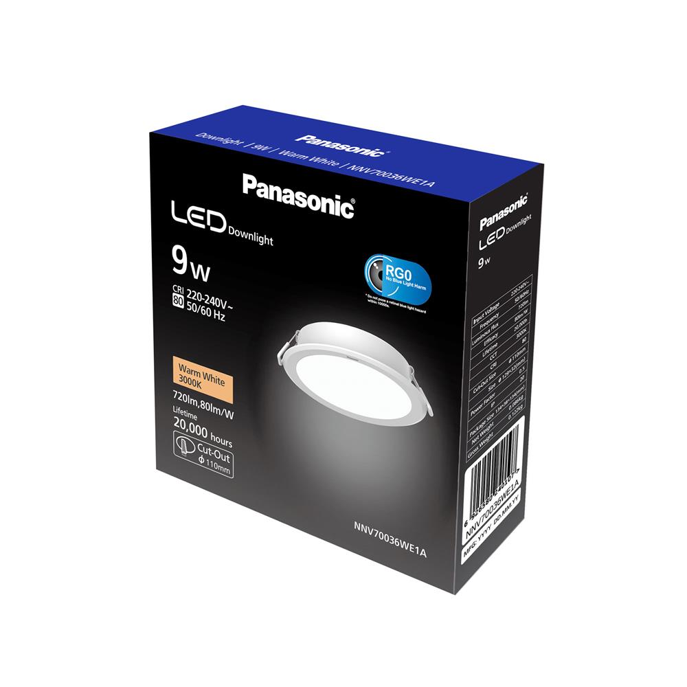 ดาวน์ไลท์ LED PANASONIC NNV70036WE1A 4 นิ้ว 9 วัตต์ WARM WHITE สีขาว
