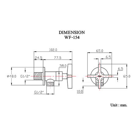 วาล์วฝักบัว 1 ทาง HANG WF-154_2