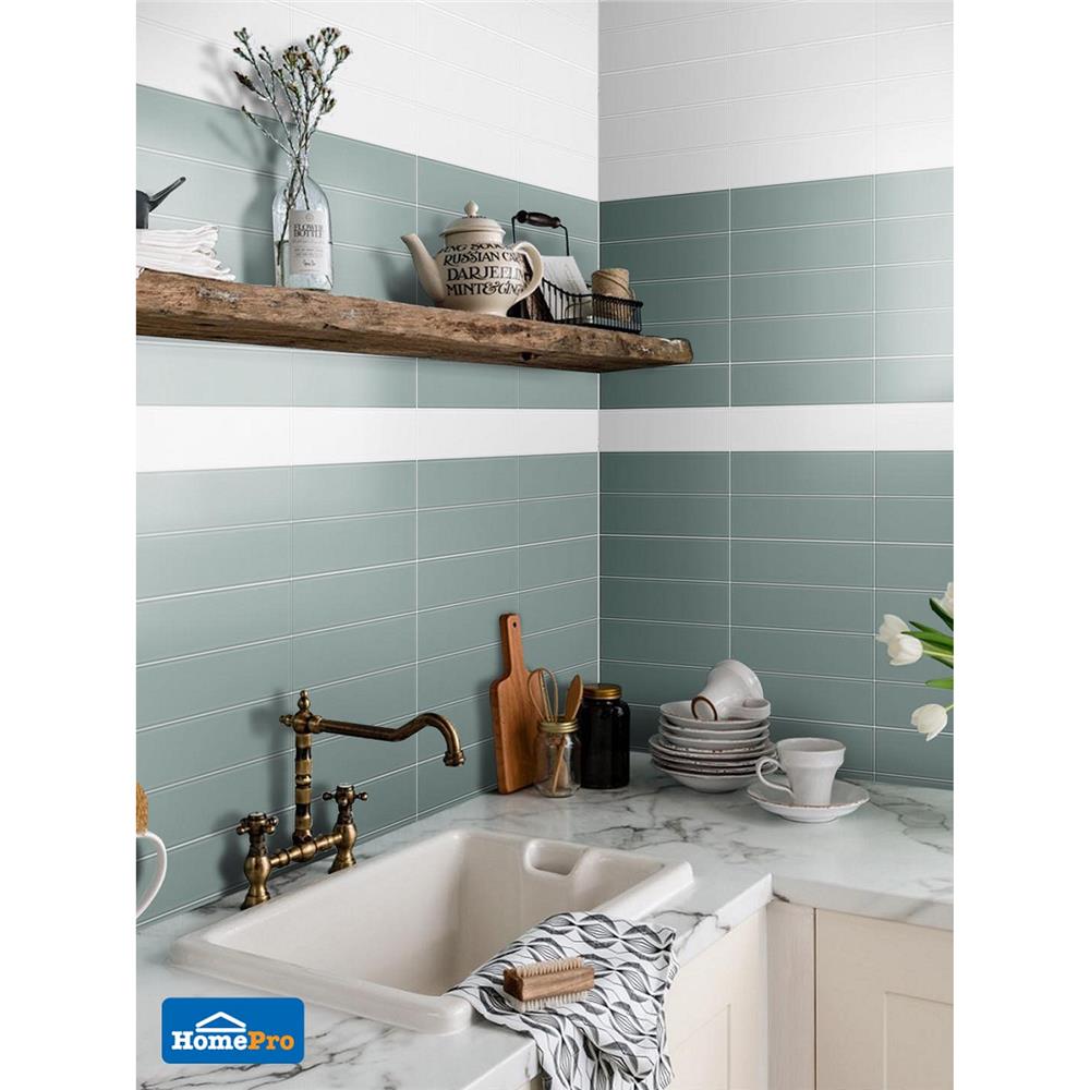 กระเบื้องผนัง 7.5x30 ซม. TARA คลาวดี้ เจท เขียว 1 ตร.ม.