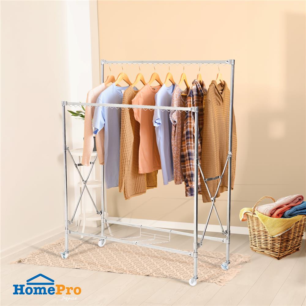 ราวตากผ้าบาร์คู่พับได้สเตนเลส 304 PLIM EMMA 1.2 ม. สีเงิน