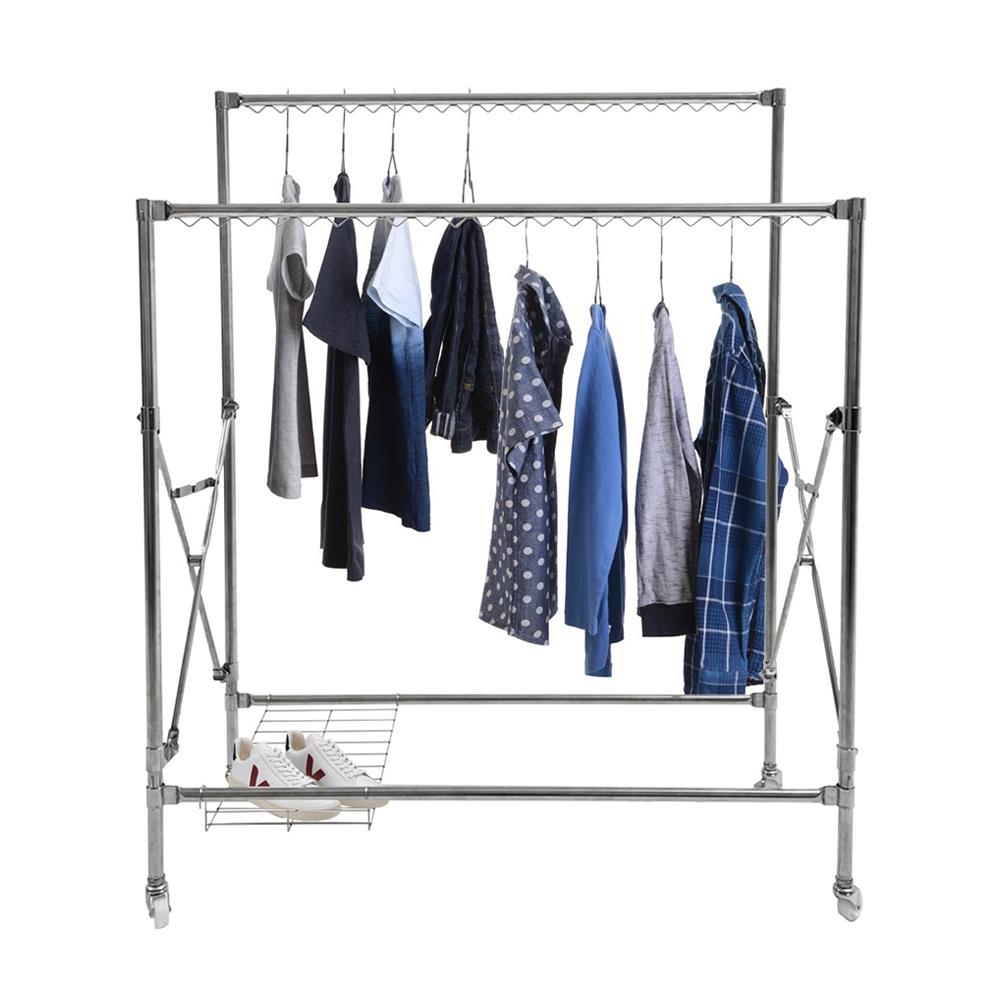 ราวตากผ้าบาร์คู่พับได้สเตนเลส 304 PLIM EMMA 1.2 ม. สีเงิน