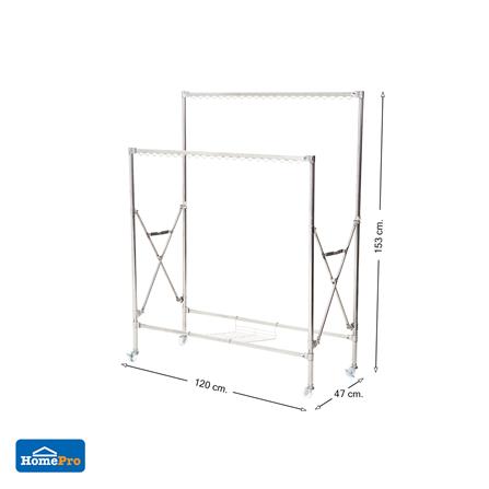 ราวตากผ้าบาร์คู่พับได้สเตนเลส 304 PLIM EMMA 1.2 ม. สีเงิน_8