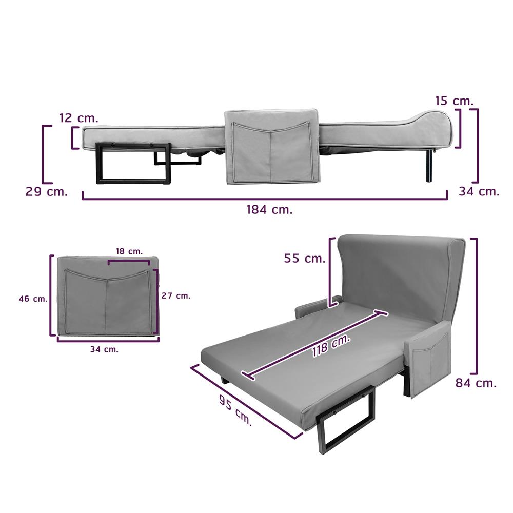 โซฟาเบด THAIBULL OLT507-100 สีเทา
