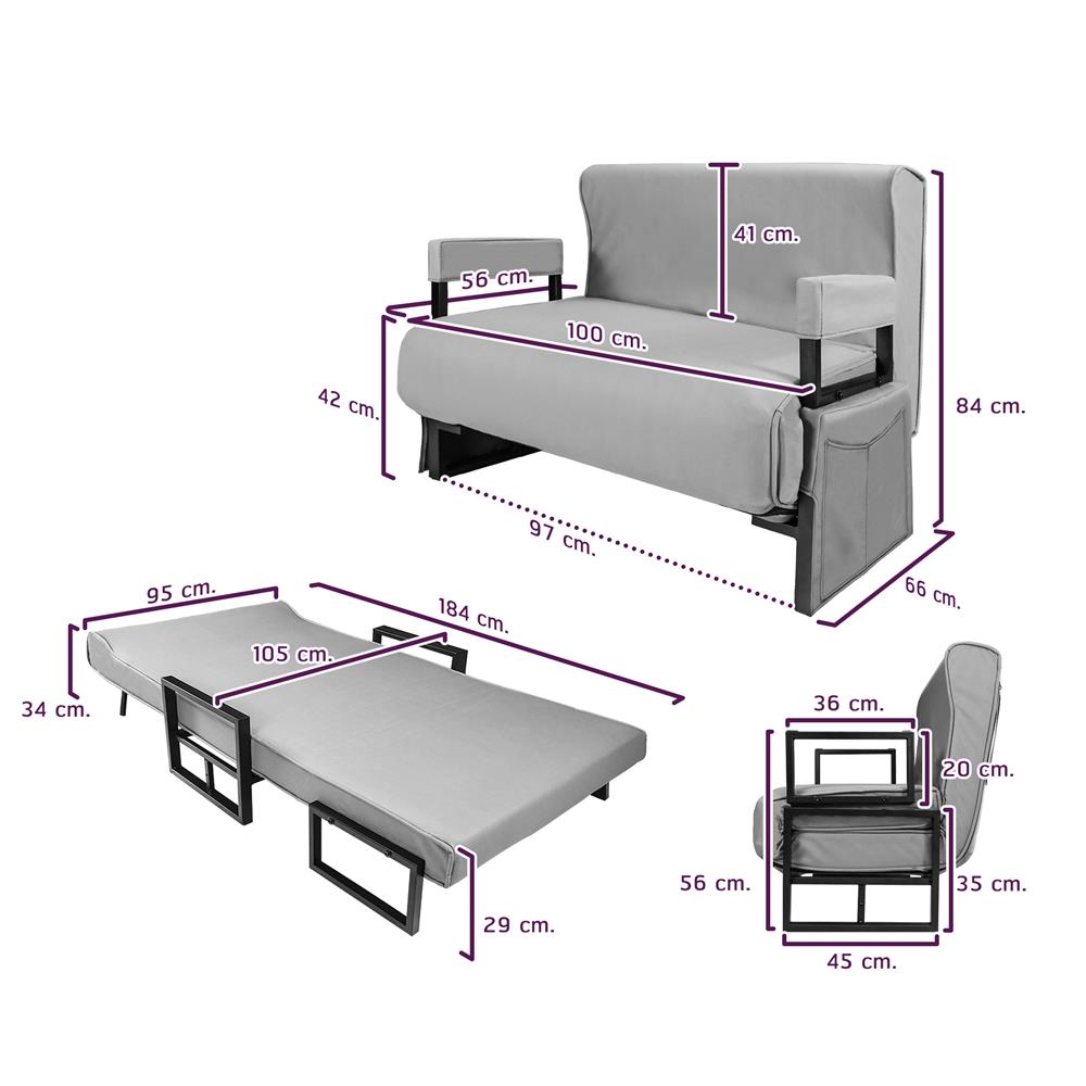 โซฟาเบด THAIBULL OLT507-100 สีเทา