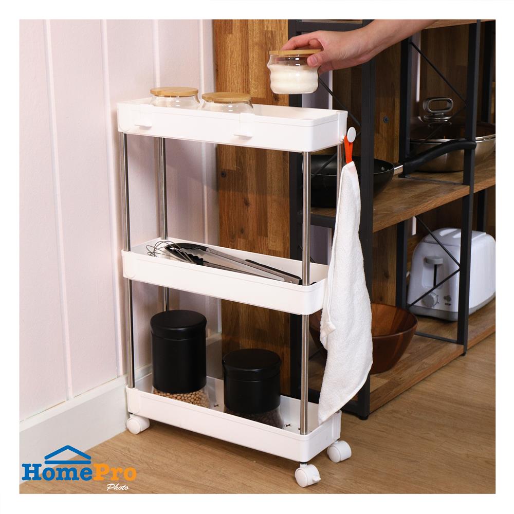 ชั้นวางของพลาสติก 3 ชั้น มีล้อ KECH NIFTY 40X13X60 ซม. สีขาว