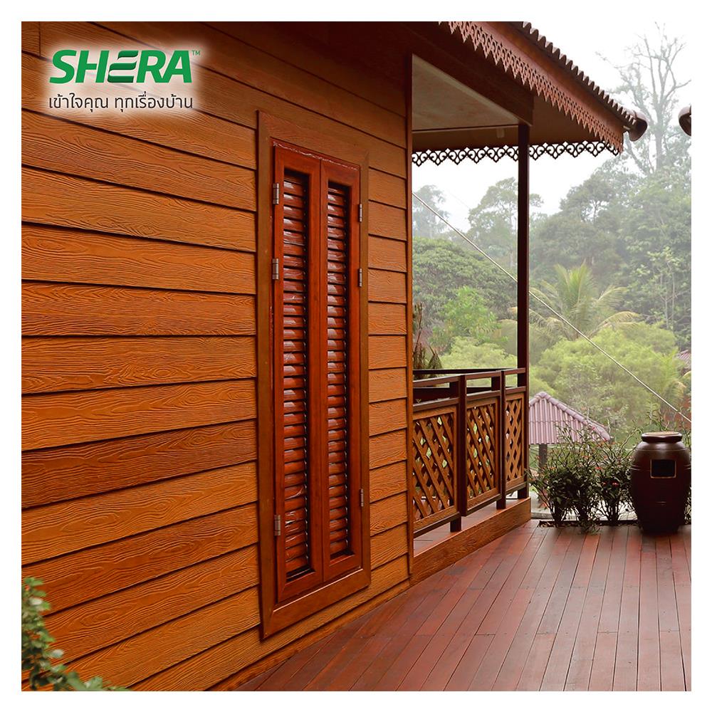 ไม้ฝา SHERA ลายสักขอบตรง 15X300X0.8 ซม. สีสักทรายทอง