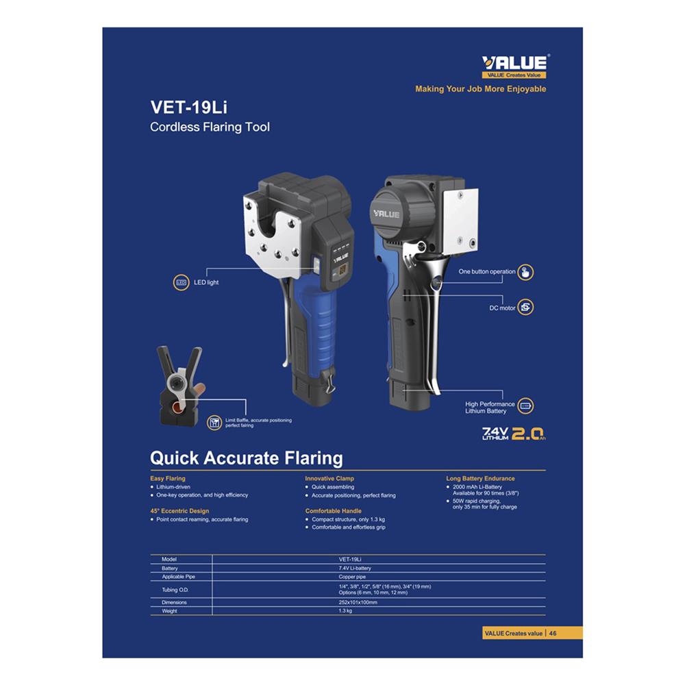 บานแฟร์แบตเตอรี่ลิเธียม VALUE VET-19LI