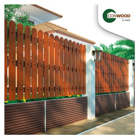 ไม้รั้ว หัวโค้ง CONWOOD พฤกษา หน้า 4 นิ้ว 10X100X1.6 ซม. สีมะฮอกกานี_2