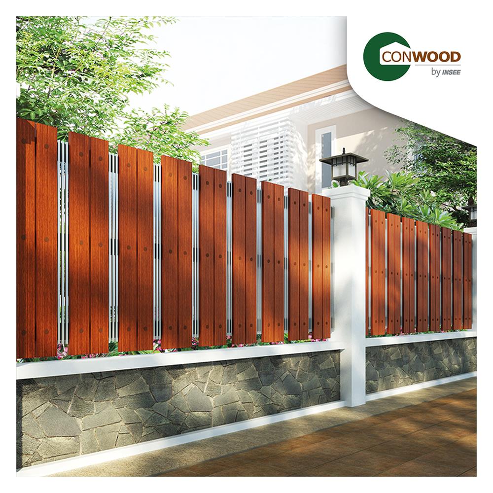 ไม้รั้ว หัวตัด CONWOOD ชัยพฤกษ์ หน้า 4 นิ้ว 10X100X1.6 ซม. สีมะฮอกกานี