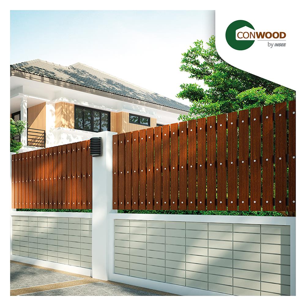 ไม้รั้ว หัวตัด CONWOOD ชัยพฤกษ์ หน้า 4 นิ้ว 10X100X1.6 ซม. สีมะฮอกกานี