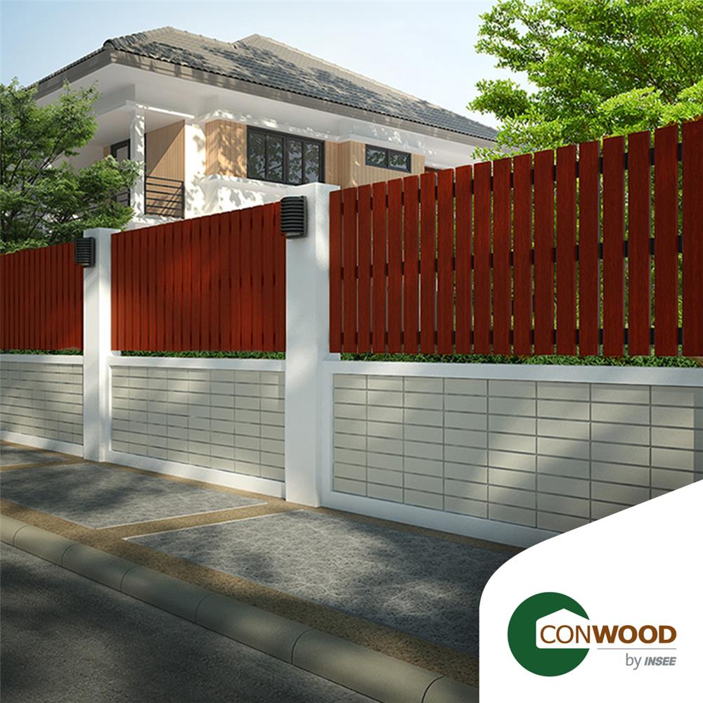 ไม้รั้ว หัวตัด CONWOOD ชัยพฤกษ์ หน้า 4 นิ้ว 10X100X1.6 ซม. สีมะฮอกกานี
