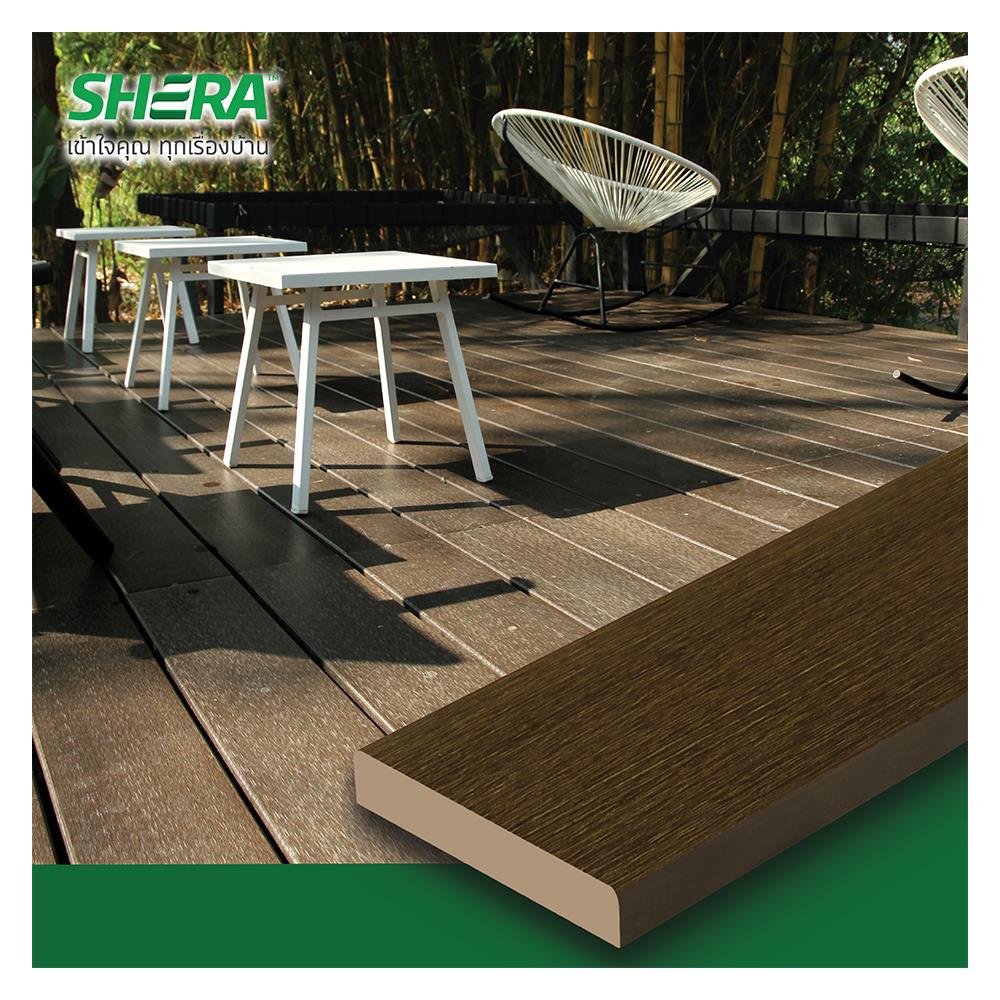 ไม้พื้น SHERA คัลเลอร์ทรู ลายเสี้ยน ขอบวี 15X300X2.5 ซม. สีบราวน์เวงเก้