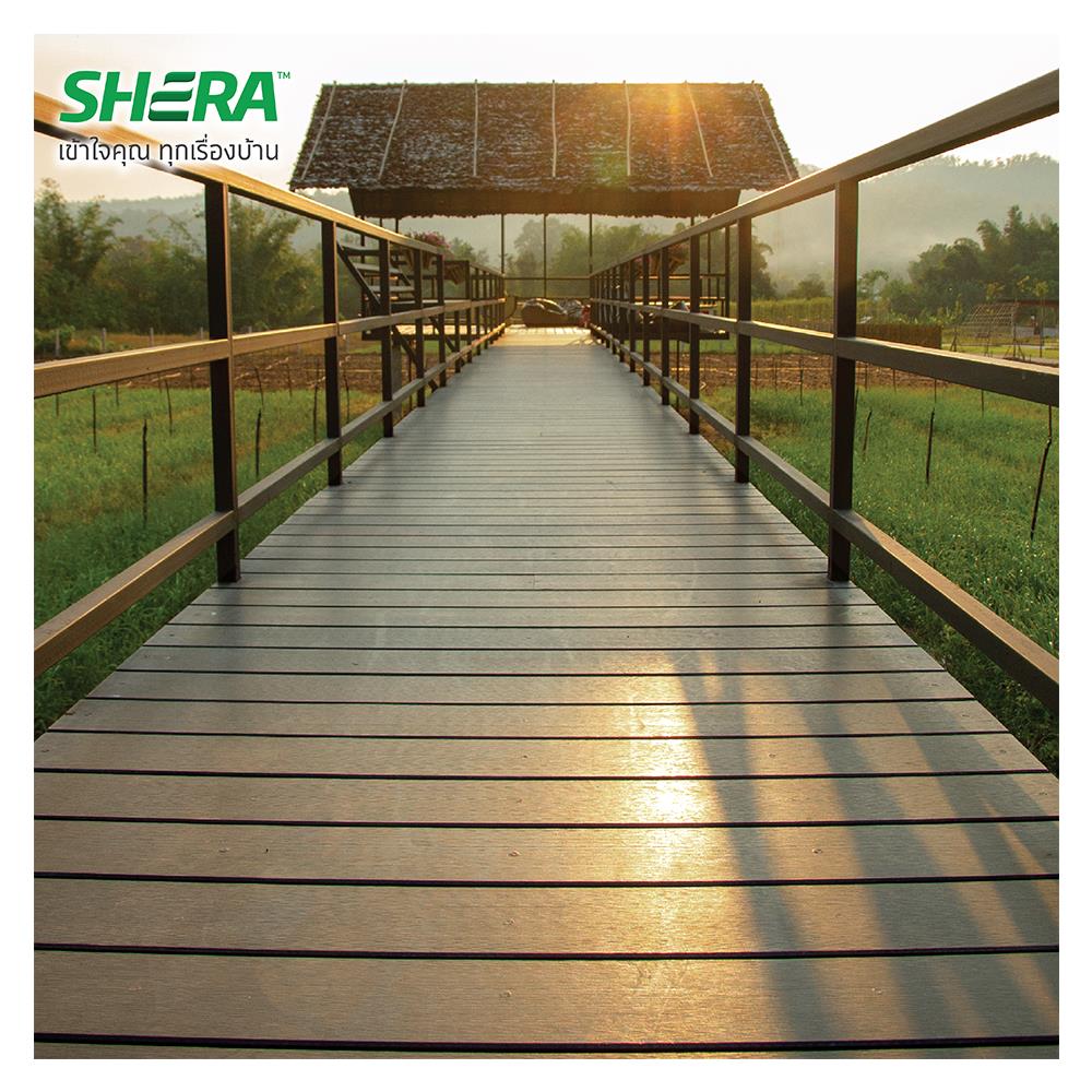 ไม้พื้น SHERA คัลเลอร์ทรู ลายเสี้ยน ขอบวี 15X300X2.5 ซม. สีบราวน์เวงเก้