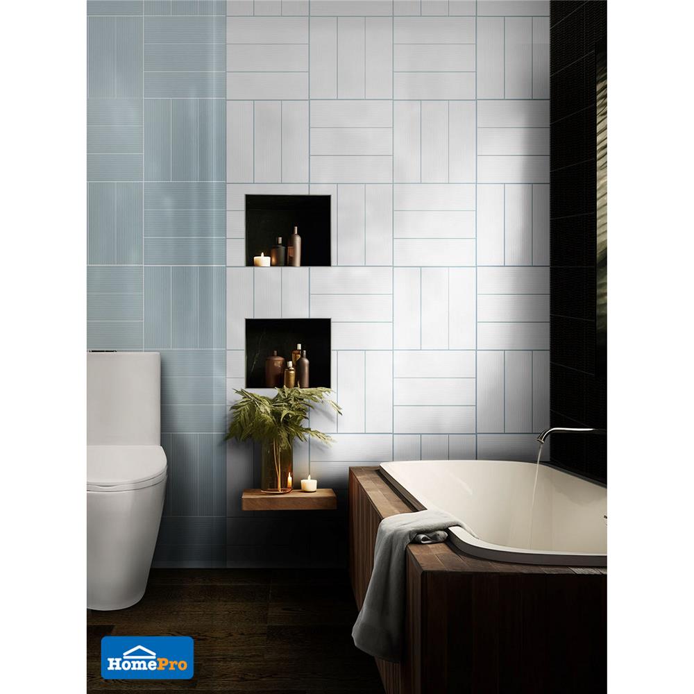 กระเบื้องผนัง 10x30 ซม. TARA เอมบอสโฟล์ท ไวท์