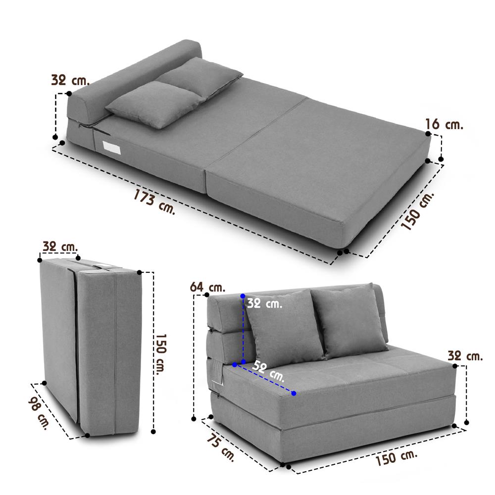 โซฟาเบด THAIBULL OLT501-150 สีเทา