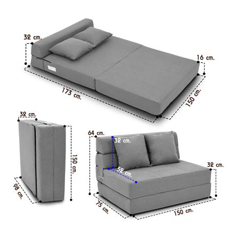 โซฟาเบด THAIBULL OLT501-150 สีเทา_9