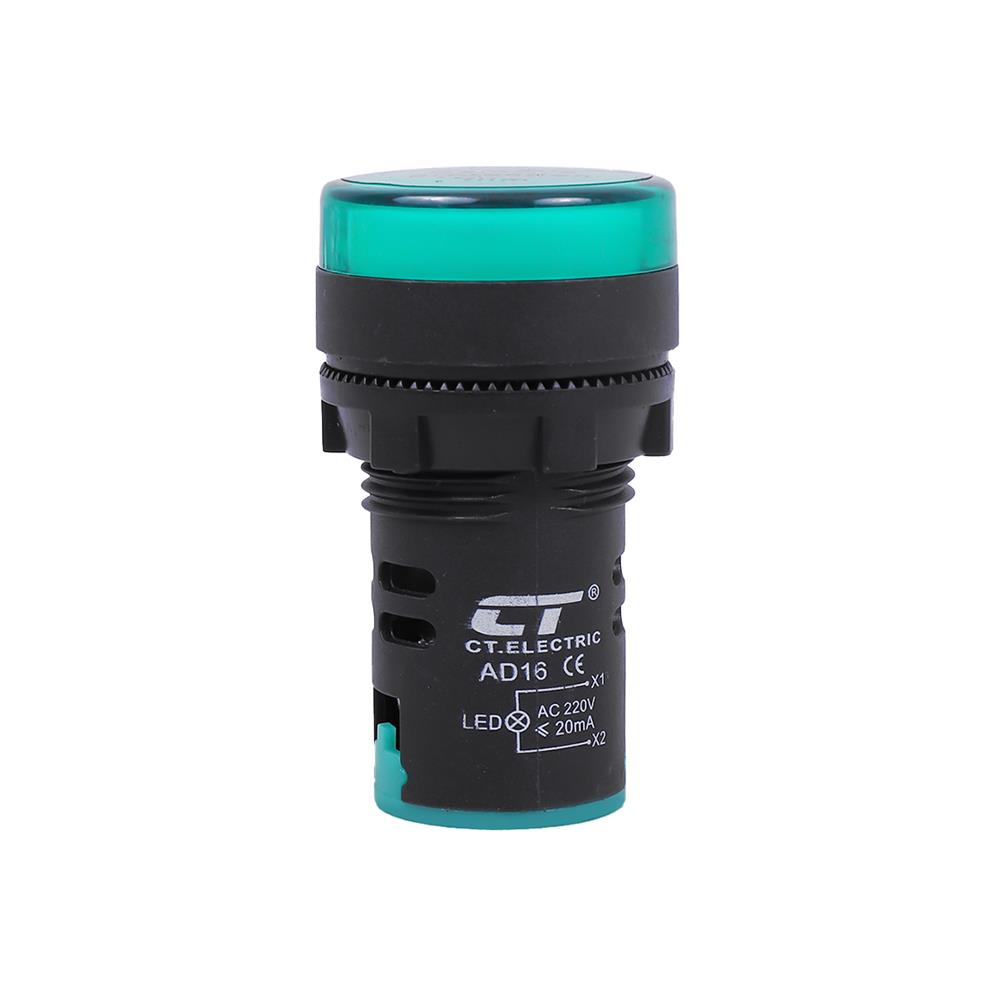 ไพลอตแลมป์ LED CT ELECTRIC AD16 GN 220 โวลต์ 25 มม. สีเขียว