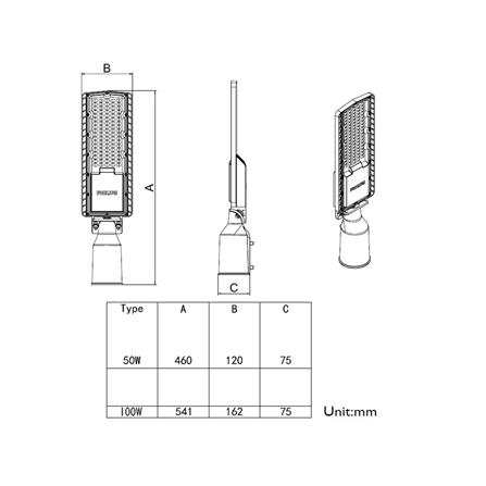 ไฟถนน LED PHILIPS BRP121 100 วัตต์ DAYLIGHT สีเทา_5