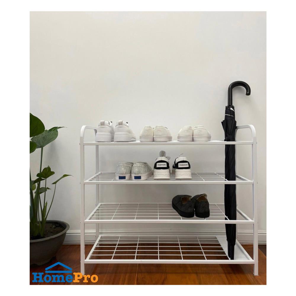 ชั้นวางรองเท้า 4 ชั้น พร้อมที่เก็บร่ม STACKO NOBLE 80x30x68 ซม. สีขาว