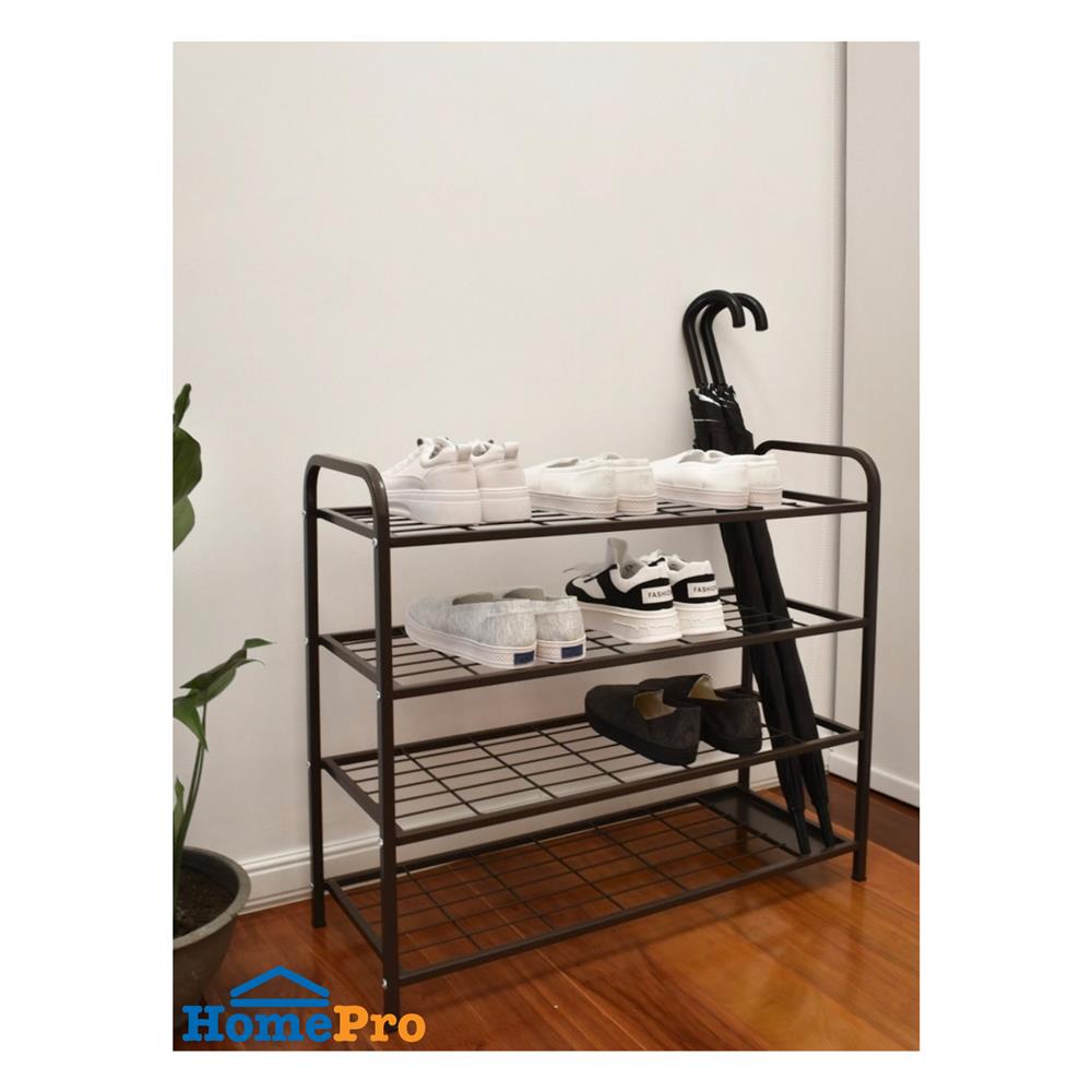 ชั้นวางรองเท้า 4 ชั้น พร้อมที่เก็บร่ม STACKO NOBLE 80x30x68 ซม. สีน้ำตาล