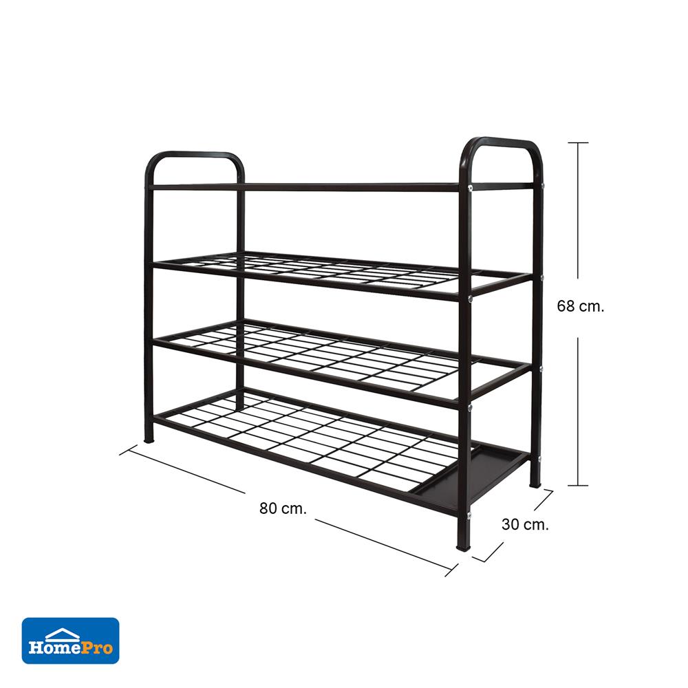 ชั้นวางรองเท้า 4 ชั้น พร้อมที่เก็บร่ม STACKO NOBLE 80x30x68 ซม. สีน้ำตาล