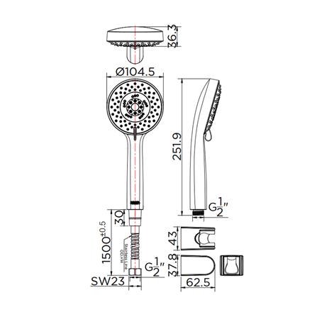 ฝักบัวสายอ่อน 5 ระดับ KARAT FAUCET รุ่น KS-04-235-63 สีสเตนเลส_1