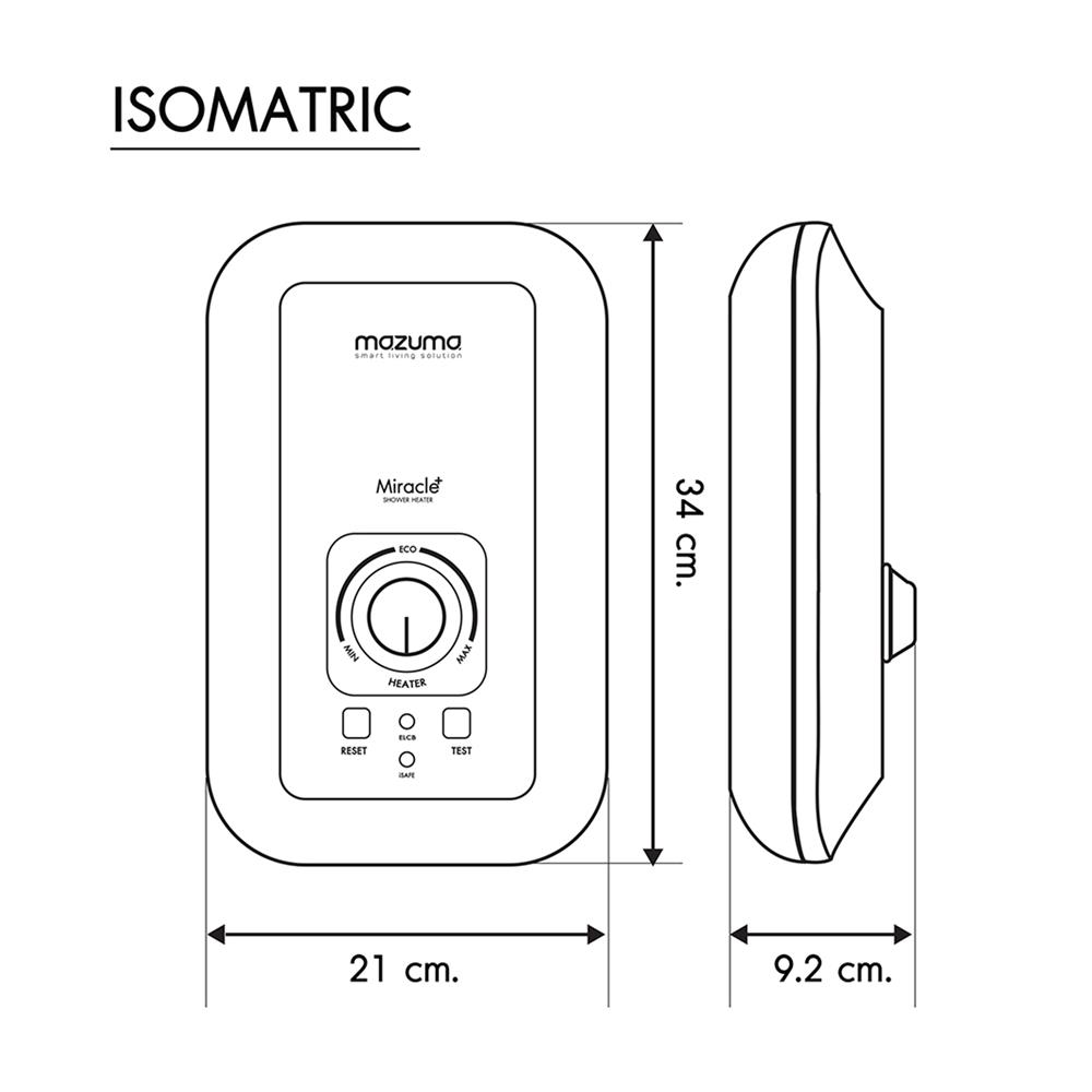 เครื่องทำน้ำอุ่น MAZUMA MIRACLE SATIN (Rain) 5500 วัตต์ สีดำ