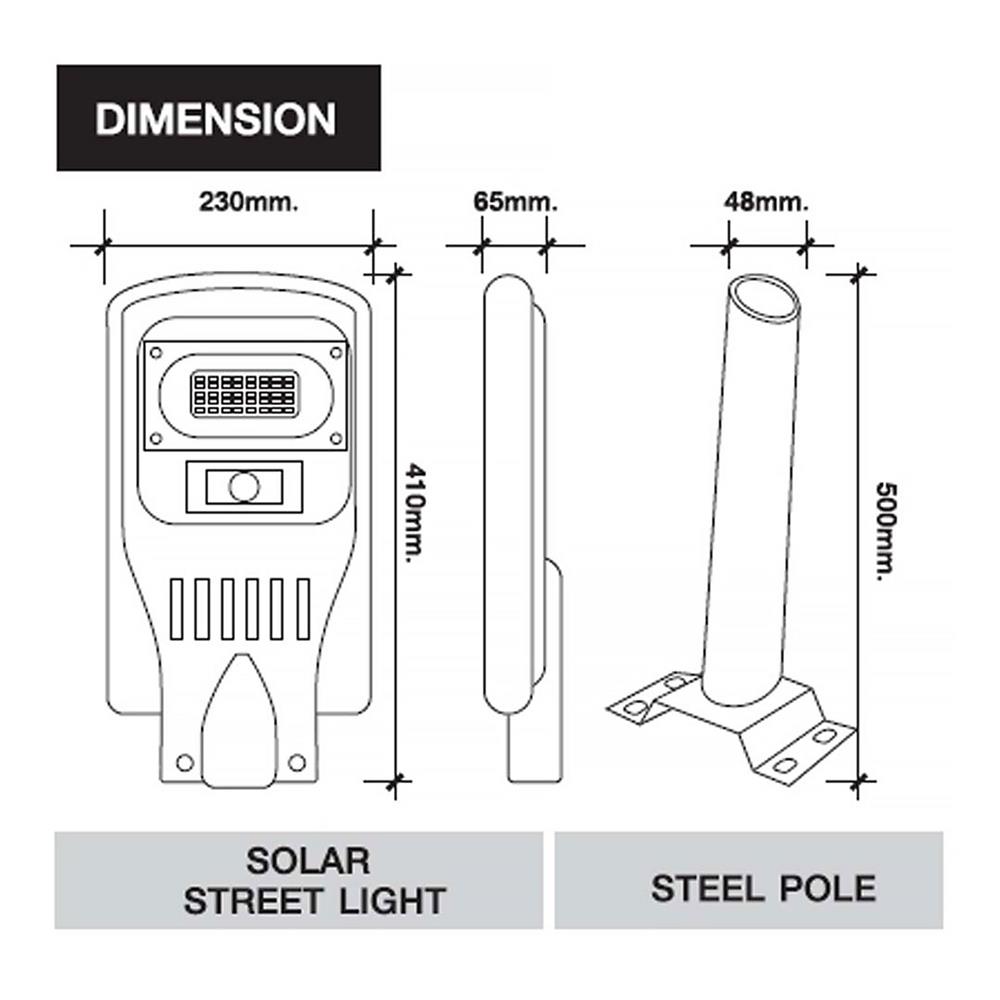 ไฟถนน SOLAR LEKISE SL 50 วัตต์ DAYLIGHT สีดำ