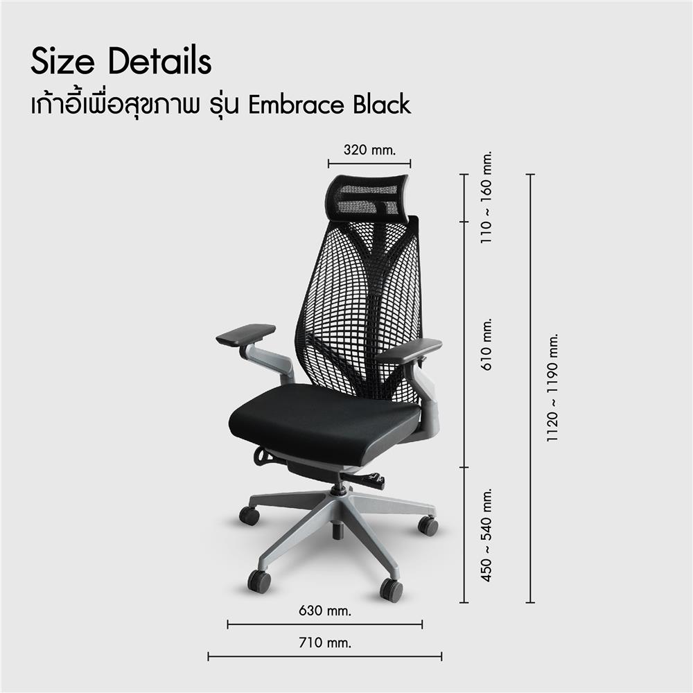 D.I.Y. เก้าอี้เพื่อสุขภาพ BEWELL EMBRACE สีดำ