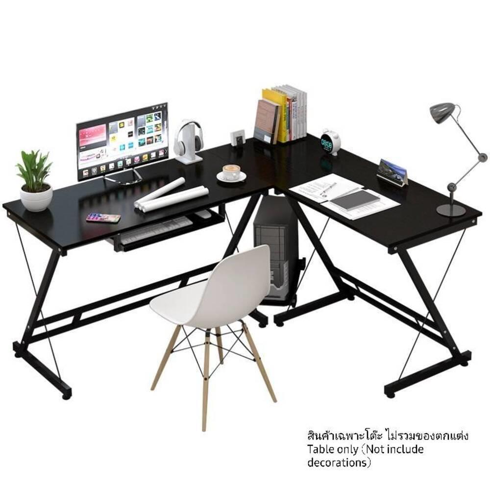 โต๊ะทำงานไม้ HANSEN L SHAPE TBL01 สีดำ