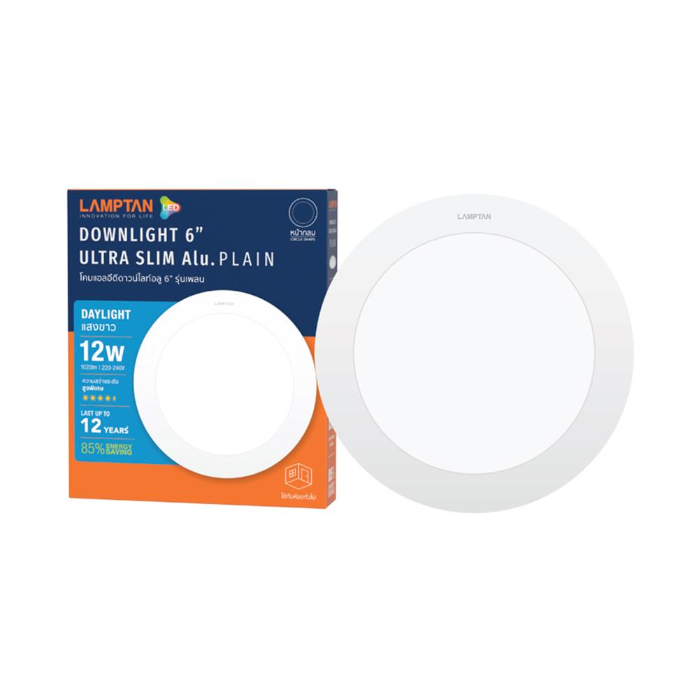 ดาวน์ไลท์ LED LAMPTAN PLAIN 6 นิ้ว 12 วัตต์ DAYLIGHT สีขาว