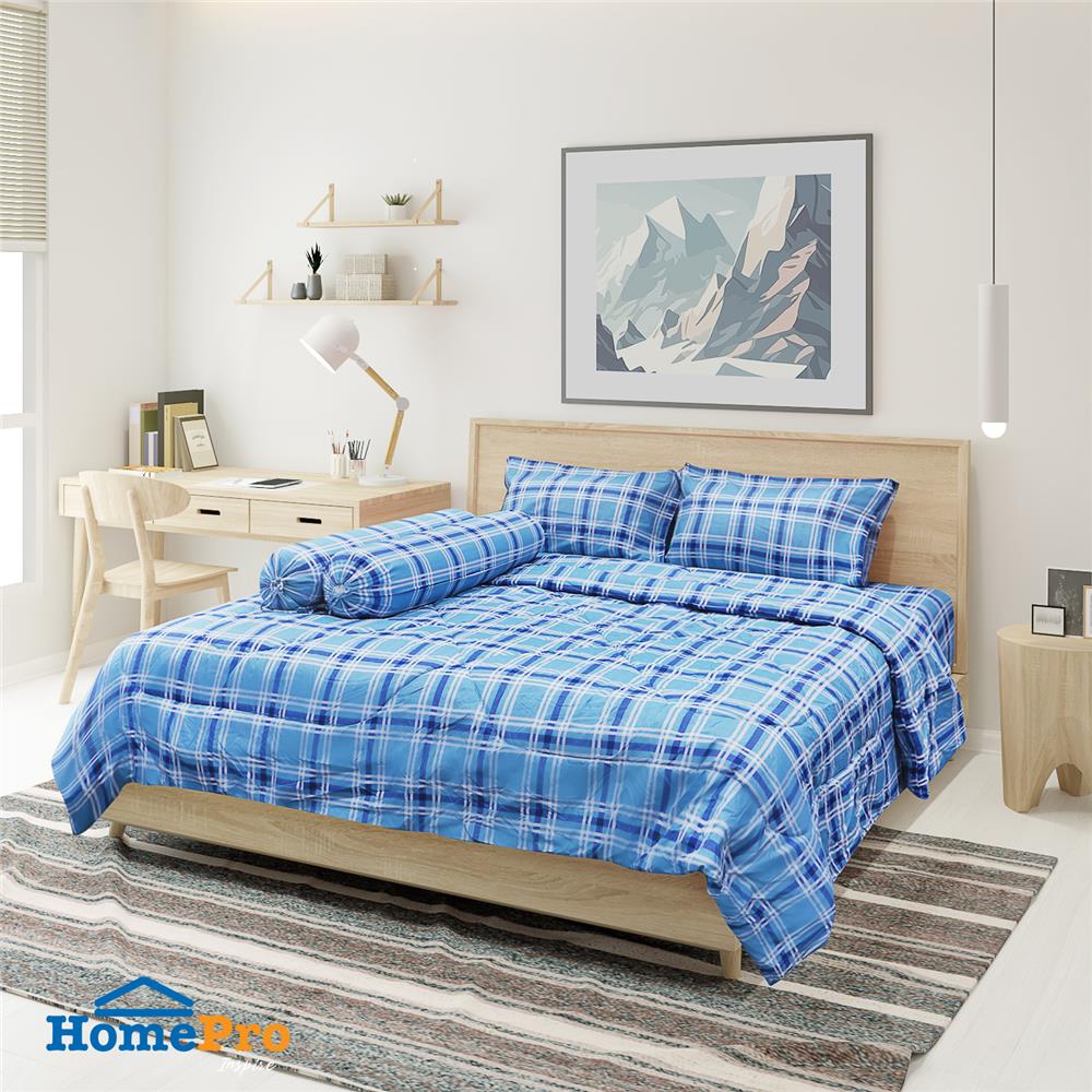ชุดผ้าปูที่นอน 5 ฟุต 6 ชิ้น ME LIVING SCOTT BLUE