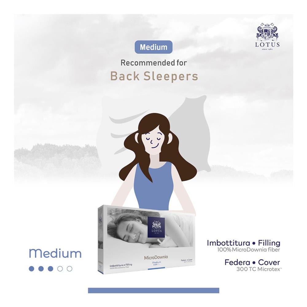 หมอนหนุน ไมโครไฟเบอร์ LOTUS MICRODOWNIA MEDIUM 20x30 นิ้ว สีขาว
