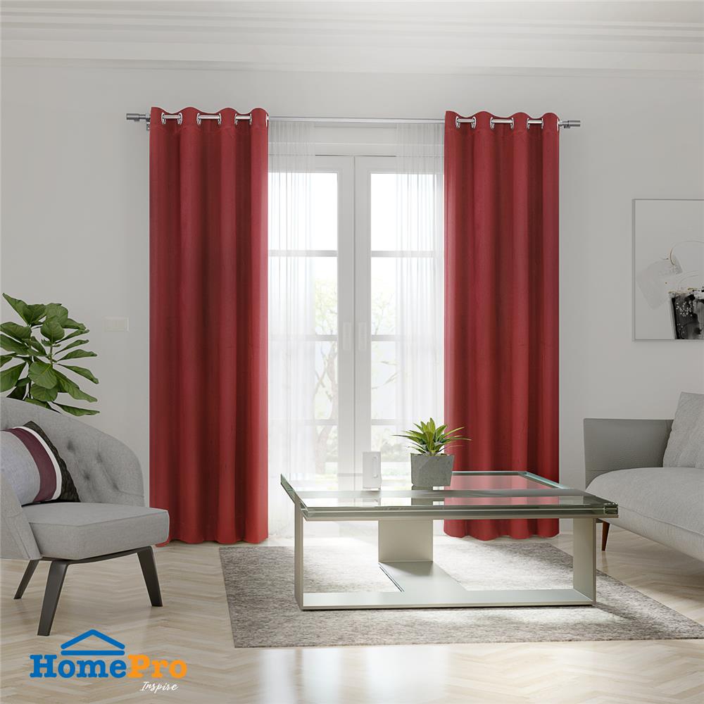 ผ้าม่าน EYELET HOME LIVING STYLE WAFFLE UV 140X220 ซม. สีแดง