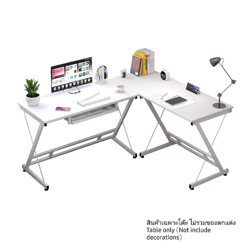 โต๊ะทำงานไม้ L SHAPE HANSEN TBL02 สีขาว