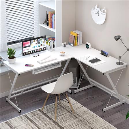 โต๊ะทำงานไม้ L SHAPE HANSEN TBL02 สีขาว_4