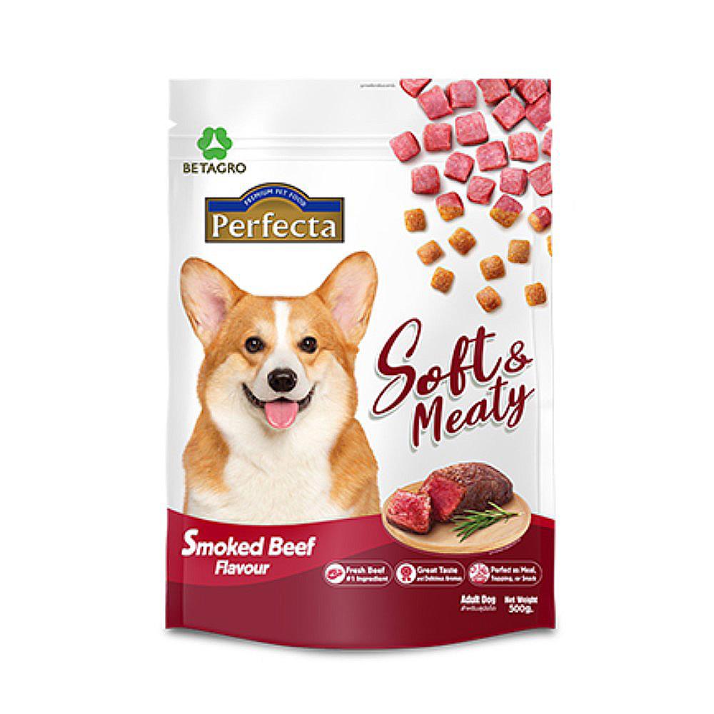 อาหารสุนัข PERFECTA SOFT & MEATY SMOKED BEEF 500 ก.