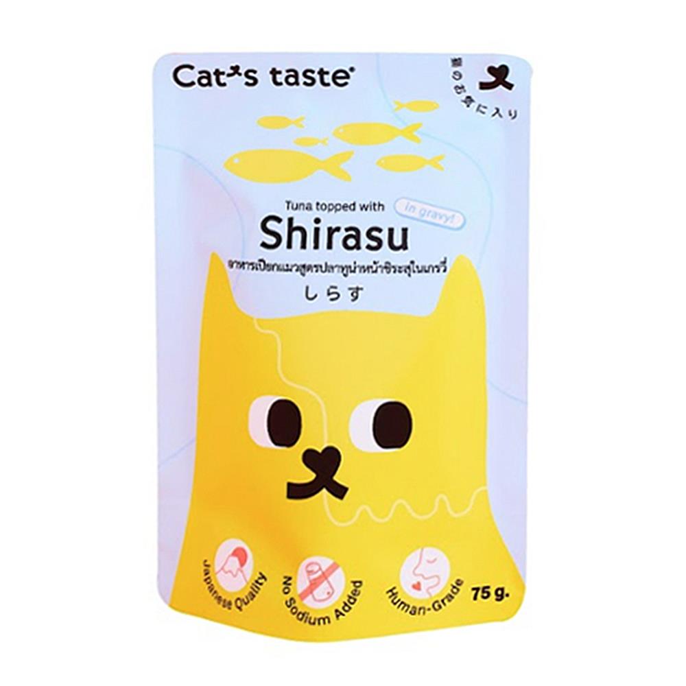 อาหารเปียกแมว CAT'S TASTE TUNA TOPPED WITH SHIRASU IN GRAVY 75 ก.