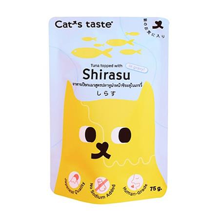 อาหารเปียกแมว CAT'S TASTE TUNA TOPPED WITH SHIRASU IN GRAVY 75 ก.