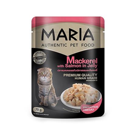 อาหารเปียกแมว MARIA รสปลาแมคเคอเรลและแซลมอนในเจลลี่ 70 ก._0