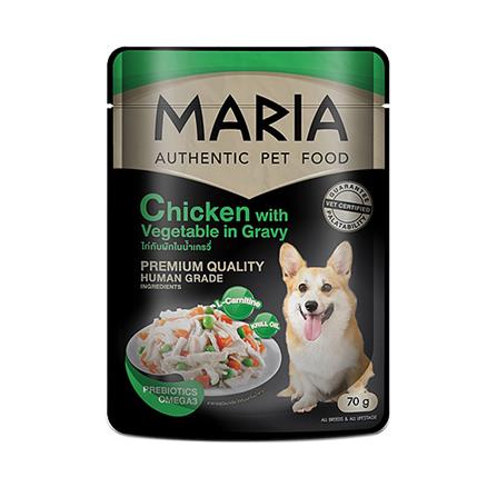 อาหารเปียกสุนัข MARIA รสไก่และผักในเกรวี่ 70 ก.