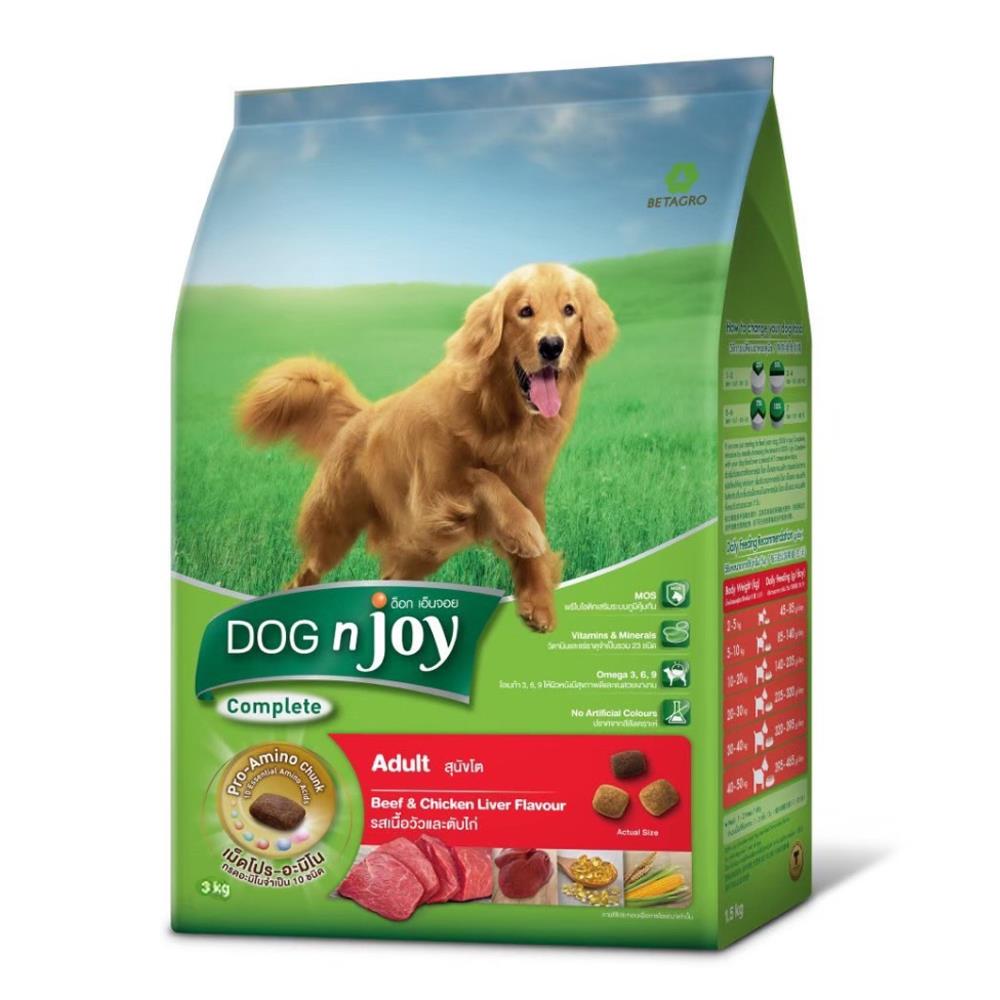 อาหารสุนัข DOG N JOY ADULT BEEF AND CHICKEN LIVER FLAVOUR 3 กก.