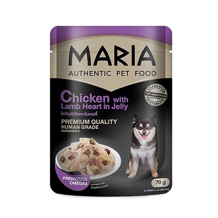 อาหารเปียกสุนัข MARIA รสไก่และหัวใจแกะในเจลลี่ 70 ก.