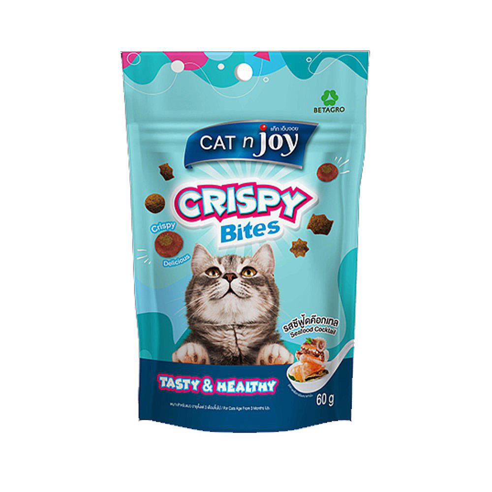 ขนมแมว CAT N JOY CRISPY BITES SEAFOOD COCKTAIL 60 ก.
