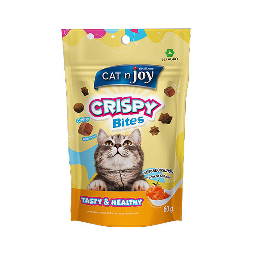 ขนมแมว CAT N JOY CRISPY BITES SMOKED SALMON 60 ก.